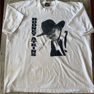 VTG SINGLE STITCH Fruit of the Loom RODNEY ATKINS AUTO White Graphic Tee XXl